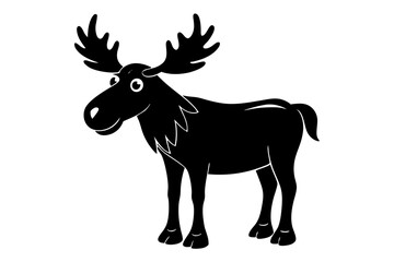 Funny Moose Vector Illustration, Cartoon, Clipart, and Line Art Design on White Background, Funny moose vector illustration, cartoon, clipart, and line art design on a white background