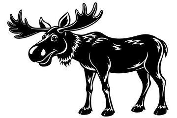 Funny Moose Vector Illustration, Cartoon, Clipart, and Line Art Design on White Background, Funny moose vector illustration, cartoon, clipart, and line art design on a white background