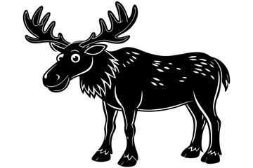 Funny Moose Vector Illustration, Cartoon, Clipart, and Line Art Design on White Background, Funny moose vector illustration, cartoon, clipart, and line art design on a white background