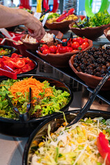 Various chopped vegetables. All inclusive food concept.