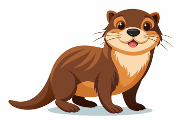 Funny Otter Vector Illustration, Cartoon Clipart, Line Art Design with White Background, Funny otter illustration in vector, cartoon, clipart, and line art styles on white background.