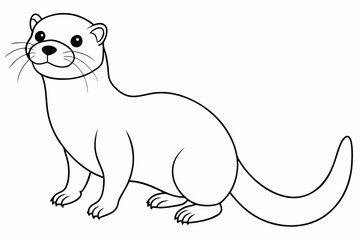 Funny Otter Vector Illustration, Cartoon Clipart, Line Art Design with White Background, Funny otter illustration in vector, cartoon, clipart, and line art styles on white background.