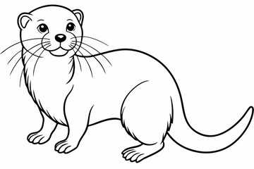 Funny Otter Vector Illustration, Cartoon Clipart, Line Art Design with White Background, Funny otter illustration in vector, cartoon, clipart, and line art styles on white background.
