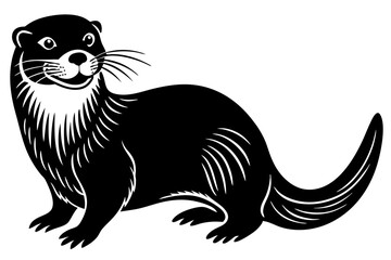 Funny Otter Vector Illustration, Cartoon Clipart, Line Art Design with White Background, Funny otter illustration in vector, cartoon, clipart, and line art styles on white background.