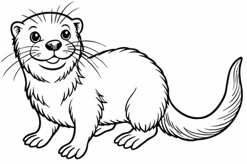 Funny Otter Vector Illustration, Cartoon Clipart, Line Art Design with White Background, Funny otter illustration in vector, cartoon, clipart, and line art styles on white background.
