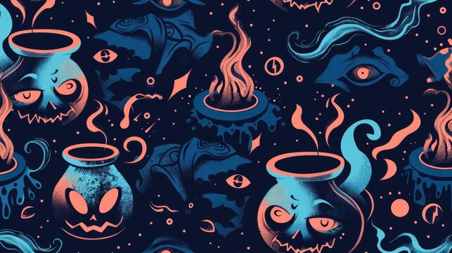 Magical Potion Pattern - Blue, Pink, and Black Seamless Design
