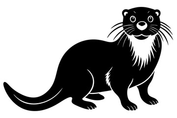 Funny Otter Vector Illustration, Cartoon Clipart, Line Art Design with White Background, Funny otter illustration in vector, cartoon, clipart, and line art styles on white background.