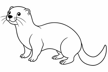 Funny Otter Vector Illustration, Cartoon Clipart, Line Art Design with White Background, Funny otter illustration in vector, cartoon, clipart, and line art styles on white background.