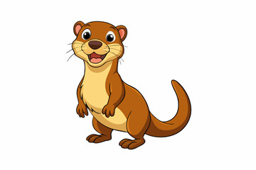 Funny Otter Vector Illustration, Cartoon Clipart, Line Art Design with White Background, Funny otter illustration in vector, cartoon, clipart, and line art styles on white background.