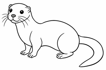 Funny Otter Vector Illustration, Cartoon Clipart, Line Art Design with White Background, Funny otter illustration in vector, cartoon, clipart, and line art styles on white background.