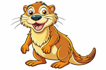 Funny Otter Vector Illustration, Cartoon Clipart, Line Art Design with White Background, Funny otter illustration in vector, cartoon, clipart, and line art styles on white background.