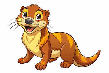 Funny Otter Vector Illustration, Cartoon Clipart, Line Art Design with White Background, Funny otter illustration in vector, cartoon, clipart, and line art styles on white background.