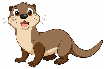 Funny Otter Vector Illustration, Cartoon Clipart, Line Art Design with White Background, Funny otter illustration in vector, cartoon, clipart, and line art styles on white background.