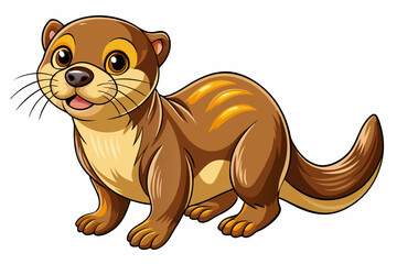 Funny Otter Vector Illustration, Cartoon Clipart, Line Art Design with White Background, Funny otter illustration in vector, cartoon, clipart, and line art styles on white background.