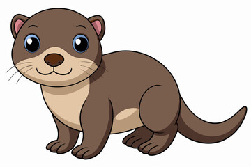 Funny Otter Vector Illustration, Cartoon Clipart, Line Art Design with White Background, Funny otter illustration in vector, cartoon, clipart, and line art styles on white background.
