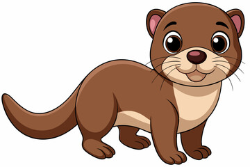 Funny Otter Vector Illustration, Cartoon Clipart, Line Art Design with White Background, Funny otter illustration in vector, cartoon, clipart, and line art styles on white background.