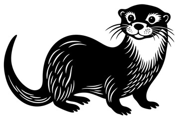 Funny Otter Vector Illustration, Cartoon Clipart, Line Art Design with White Background, Funny otter illustration in vector, cartoon, clipart, and line art styles on white background.