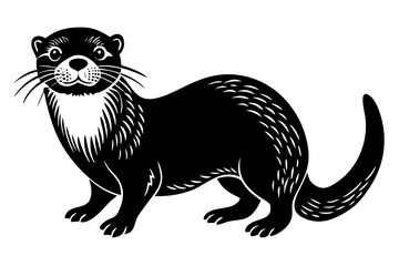 Funny Otter Vector Illustration, Cartoon Clipart, Line Art Design with White Background, Funny otter illustration in vector, cartoon, clipart, and line art styles on white background.