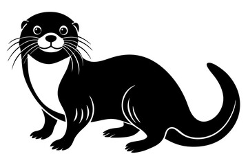 Funny Otter Vector Illustration, Cartoon Clipart, Line Art Design with White Background, Funny otter illustration in vector, cartoon, clipart, and line art styles on white background.