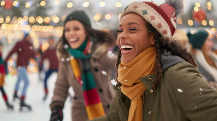 Fototapeta premium young people Enjoy Ice Skating Fun
