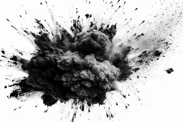 Black charcoal powder dust paint white explosion explode burst isolated splatter abstract