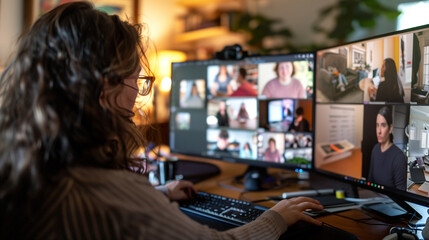 student in the online classroom videocall lesson