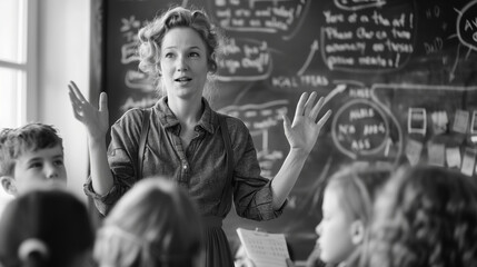 teacher teaching the students in classroom