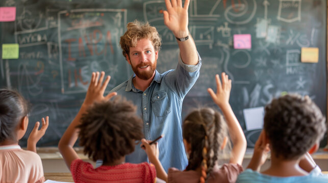teacher teaching the students in classroom