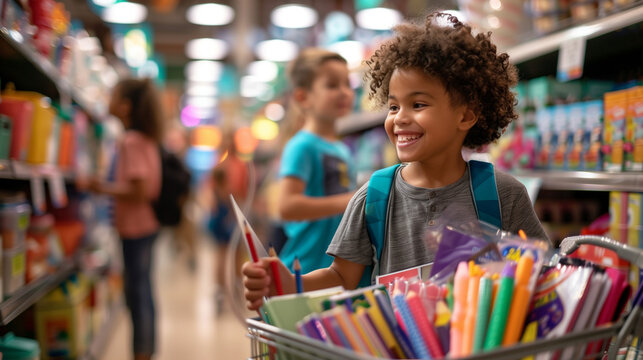 Back-to-School Shopping: Kids Picking Supplies for the New Year