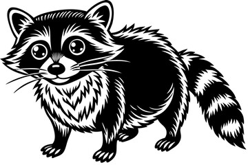Obraz premium Funny Raccoon Vector Illustration, Cartoons, Clipart, and Line Art Design with White Background, funny raccoon vector illustration, cartoons, clipart, and line art design on a white background.