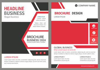 Abstract design brochure template.  red and black color, Front and back, Easy to use and edit