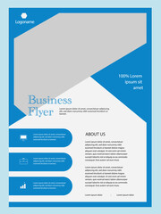 Geometric blue colour business flyer design.