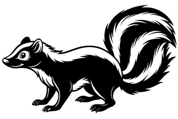 Funny Skunk Vector Illustration Cartoons, Clipart, and Line Art Design on White Background, Funny skunk vector illustration featuring cartoons, clipart, and line art on a white background.