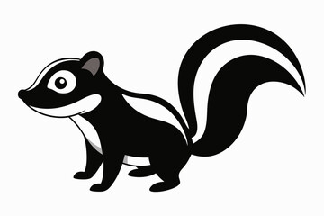 Funny Skunk Vector Illustration Cartoons, Clipart, and Line Art Design on White Background, Funny skunk vector illustration featuring cartoons, clipart, and line art on a white background.