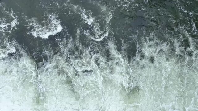 Aerial Detail of Water in Bend Oregon Spillway Recirculating Currents