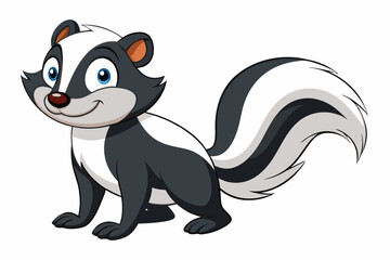 Funny Skunk Vector Illustration Cartoons, Clipart, and Line Art Design on White Background, Funny skunk vector illustration featuring cartoons, clipart, and line art on a white background.