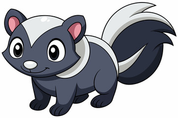 Funny Skunk Vector Illustration Cartoons, Clipart, and Line Art Design on White Background, Funny skunk vector illustration featuring cartoons, clipart, and line art on a white background.