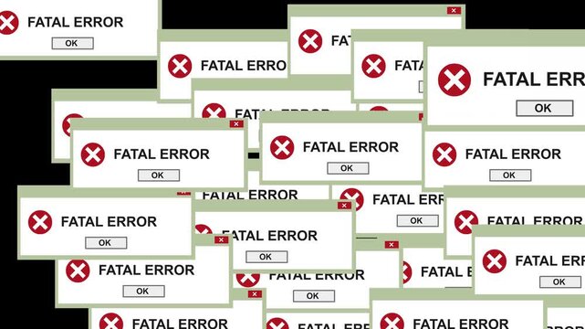 spamming animation of fatal error pop up window full screen with transparent background