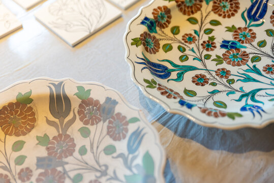 traditional ottoman tile art preparation process, , sustainable gift concept,