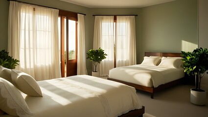 Cozy and Stylish Bedroom Interior with a Plush Bed and Elegant Decor