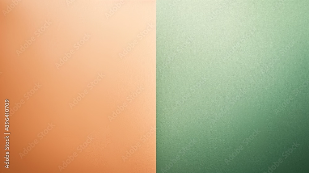 Poster vibrant orange and green gradient background split in half, modern design with clean aesthetic and s