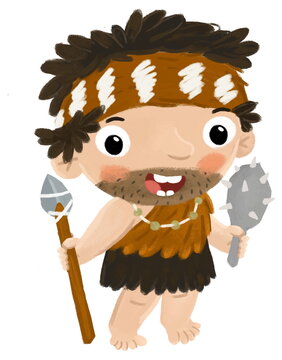 recommend clip art: cartoon ancient prehistoric caveman cave boy character isolated illustration for children