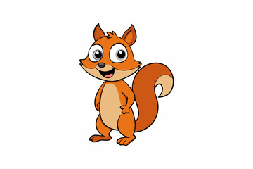 Funny Squirrel Cartoon Vector Illustration with White Background, Funny squirrel cartoon vector illustration with white background, perfect for clipart and design.