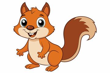 Funny Squirrel Cartoon Vector Illustration with White Background, Funny squirrel cartoon vector illustration with white background, perfect for clipart and design.