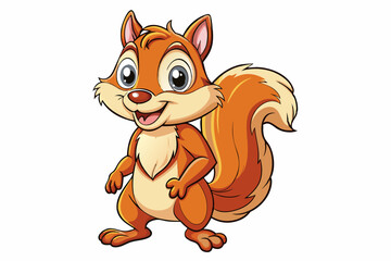 Funny Squirrel Cartoon Vector Illustration with White Background, Funny squirrel cartoon vector illustration with white background, perfect for clipart and design.