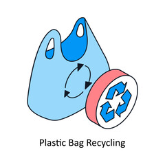 Plastic Bag Recycling Isometric style icon. Symbol on White background EPS 10 File 