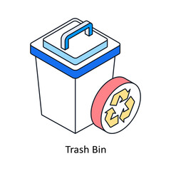 Trash Bin Isometric style icon. Symbol on White background EPS 10 File 