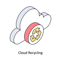 Cloud Recycling Isometric style icon. Symbol on White background EPS 10 File 