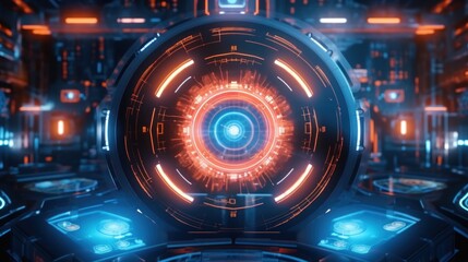 Obraz premium Futuristic Technology Interface with Glowing Lights