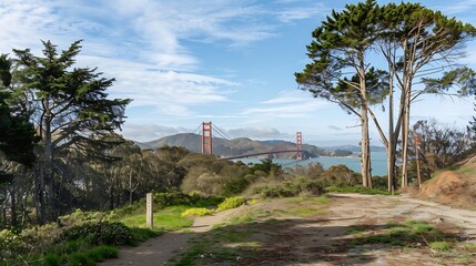 San Francisco CA USA March 30 2024  The Golden Gate Bridge and the panoramic view is from Buena Vista Park in San Francisco CA : Generative AI